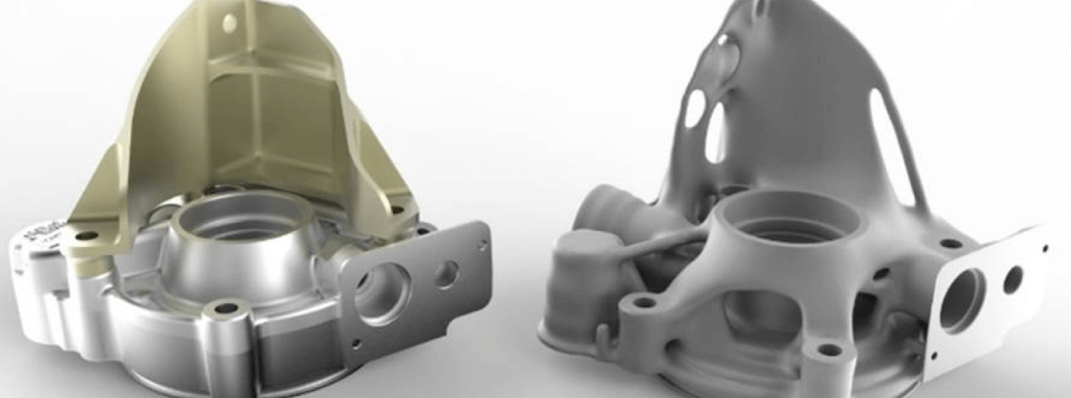 Design study at Bugatti: Front axle differential housing before and after bionic optimization
